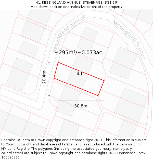 41, KESSINGLAND AVENUE, STEVENAGE, SG1 2JR: Plot and title map