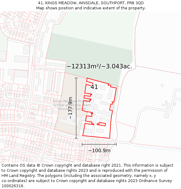 41, KINGS MEADOW, AINSDALE, SOUTHPORT, PR8 3QD: Plot and title map