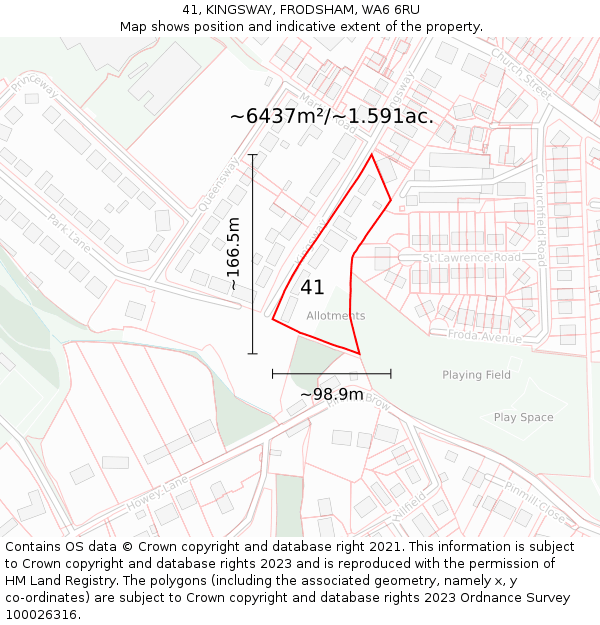 41, KINGSWAY, FRODSHAM, WA6 6RU: Plot and title map