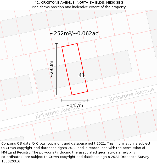 41, KIRKSTONE AVENUE, NORTH SHIELDS, NE30 3BG: Plot and title map