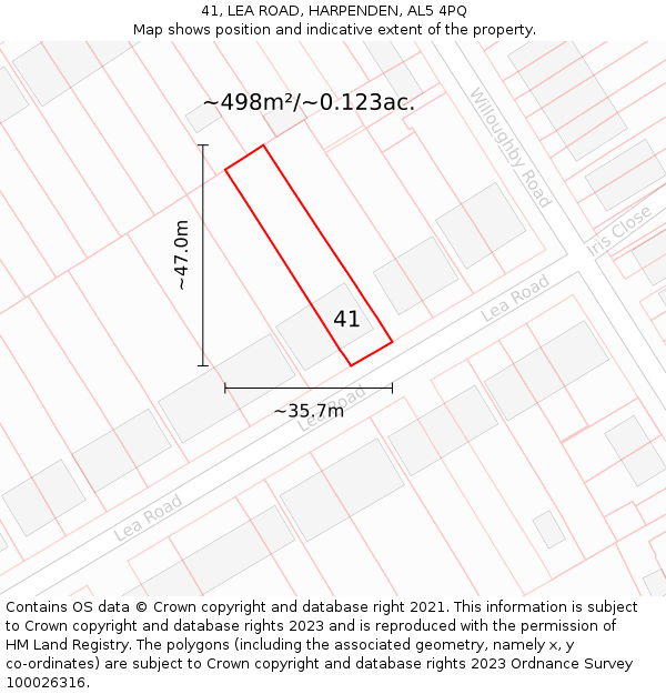 41, LEA ROAD, HARPENDEN, AL5 4PQ: Plot and title map