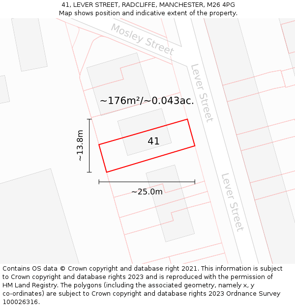 41, LEVER STREET, RADCLIFFE, MANCHESTER, M26 4PG: Plot and title map