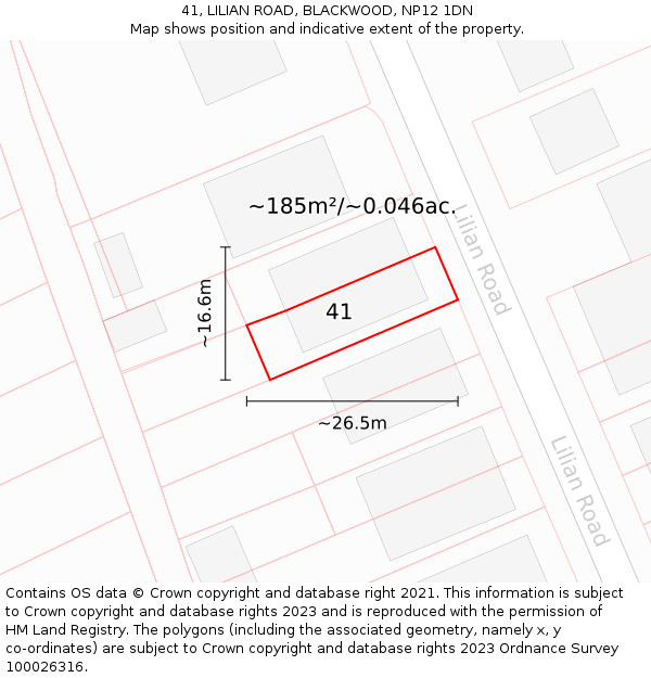 41, LILIAN ROAD, BLACKWOOD, NP12 1DN: Plot and title map