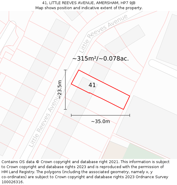 41, LITTLE REEVES AVENUE, AMERSHAM, HP7 9JB: Plot and title map