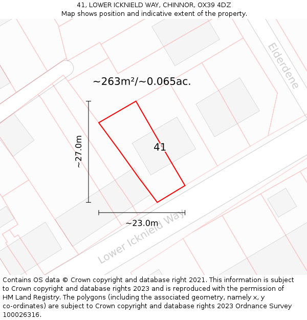 41, LOWER ICKNIELD WAY, CHINNOR, OX39 4DZ: Plot and title map