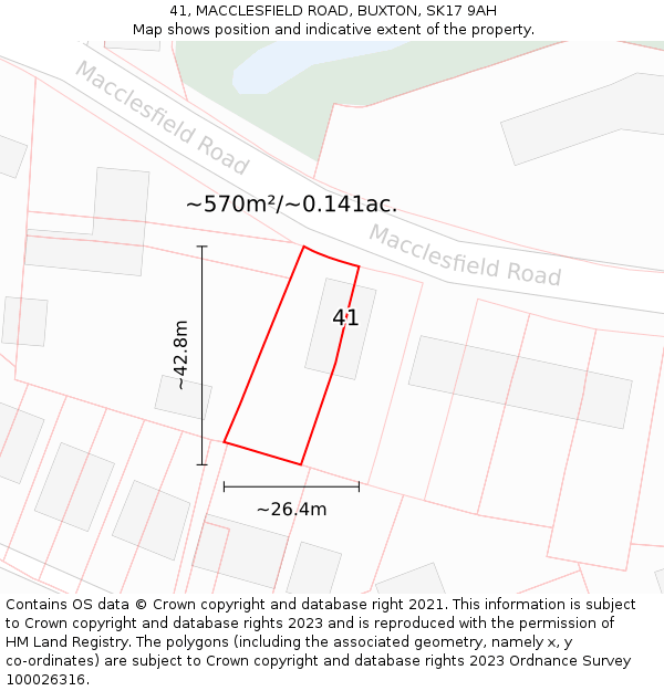 41, MACCLESFIELD ROAD, BUXTON, SK17 9AH: Plot and title map