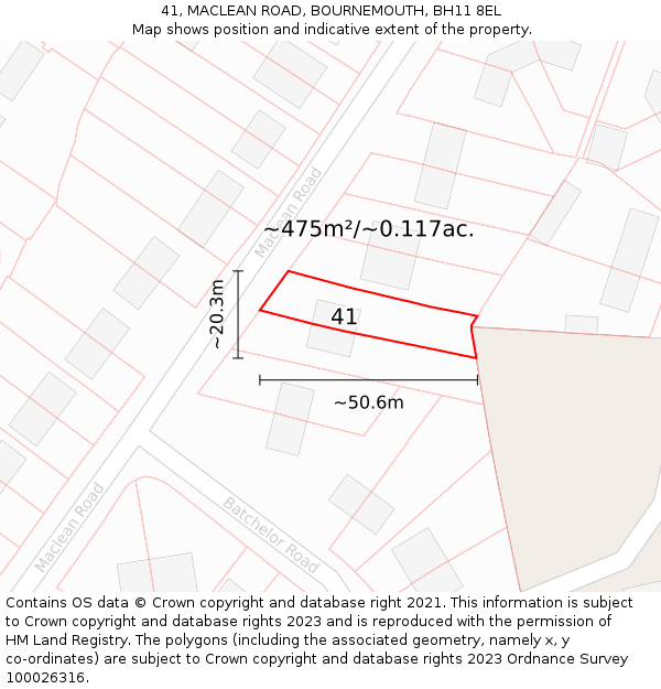 41, MACLEAN ROAD, BOURNEMOUTH, BH11 8EL: Plot and title map