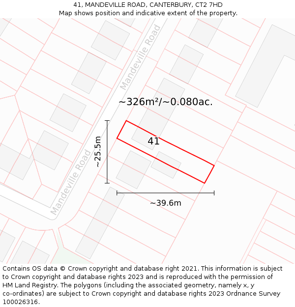 41, MANDEVILLE ROAD, CANTERBURY, CT2 7HD: Plot and title map