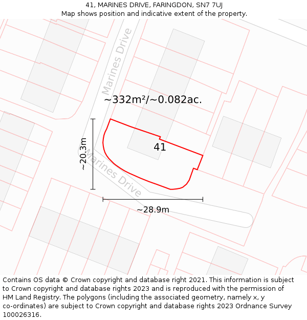 41, MARINES DRIVE, FARINGDON, SN7 7UJ: Plot and title map