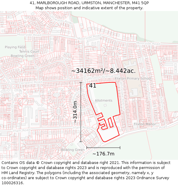 41, MARLBOROUGH ROAD, URMSTON, MANCHESTER, M41 5QP: Plot and title map