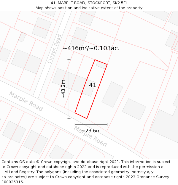 41, MARPLE ROAD, STOCKPORT, SK2 5EL: Plot and title map