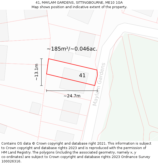 41, MAYLAM GARDENS, SITTINGBOURNE, ME10 1GA: Plot and title map