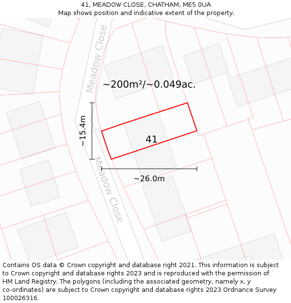 41, MEADOW CLOSE, CHATHAM, ME5 0UA: Plot and title map