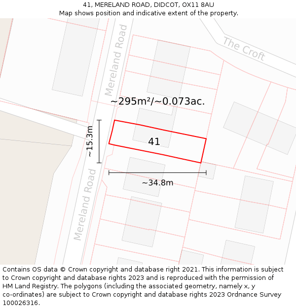 41, MERELAND ROAD, DIDCOT, OX11 8AU: Plot and title map