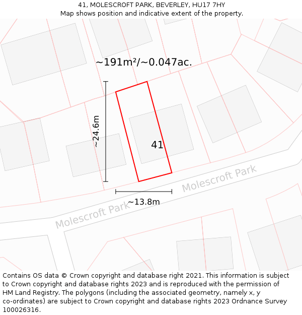 41, MOLESCROFT PARK, BEVERLEY, HU17 7HY: Plot and title map