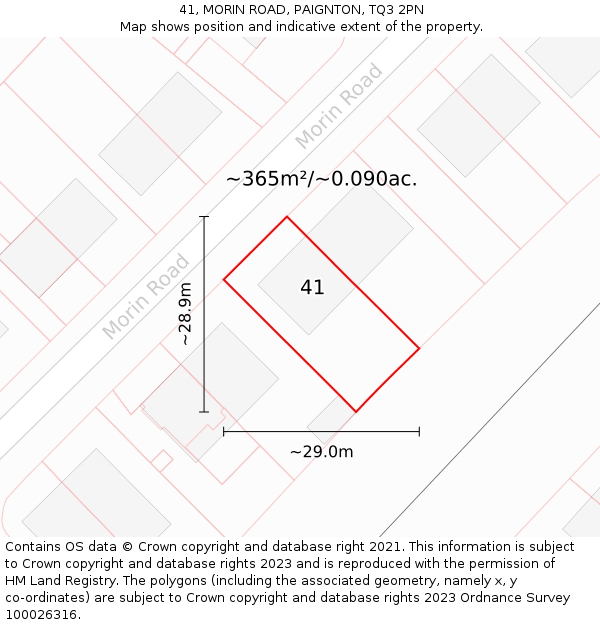 41, MORIN ROAD, PAIGNTON, TQ3 2PN: Plot and title map