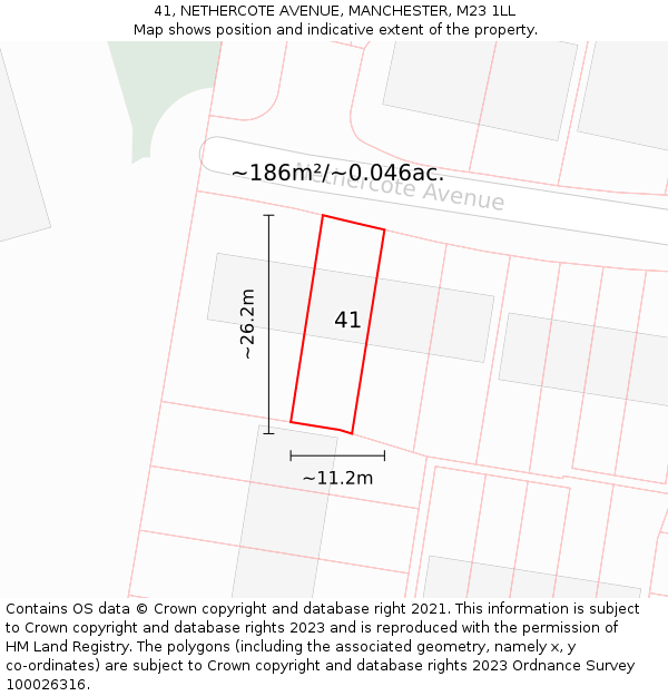 41, NETHERCOTE AVENUE, MANCHESTER, M23 1LL: Plot and title map