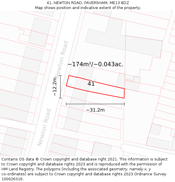 41, NEWTON ROAD, FAVERSHAM, ME13 8DZ: Plot and title map