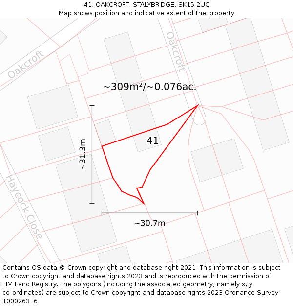 41, OAKCROFT, STALYBRIDGE, SK15 2UQ: Plot and title map