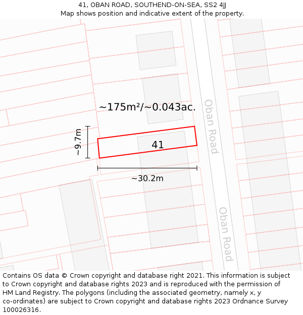 41, OBAN ROAD, SOUTHEND-ON-SEA, SS2 4JJ: Plot and title map