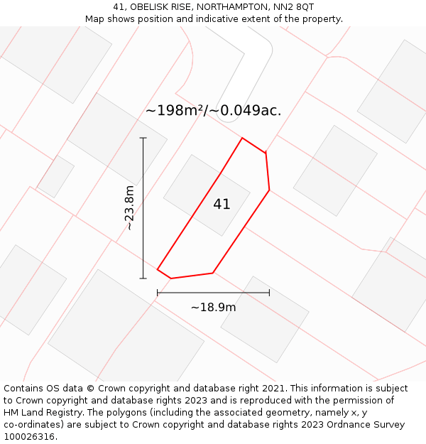 41, OBELISK RISE, NORTHAMPTON, NN2 8QT: Plot and title map