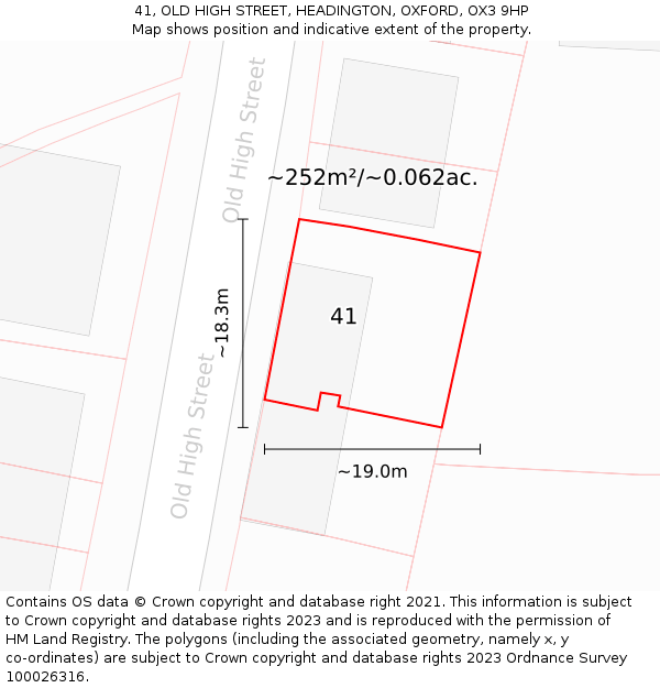 41, OLD HIGH STREET, HEADINGTON, OXFORD, OX3 9HP: Plot and title map