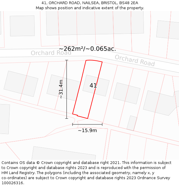 41, ORCHARD ROAD, NAILSEA, BRISTOL, BS48 2EA: Plot and title map