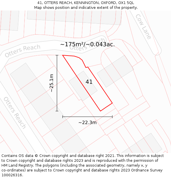 41, OTTERS REACH, KENNINGTON, OXFORD, OX1 5QL: Plot and title map