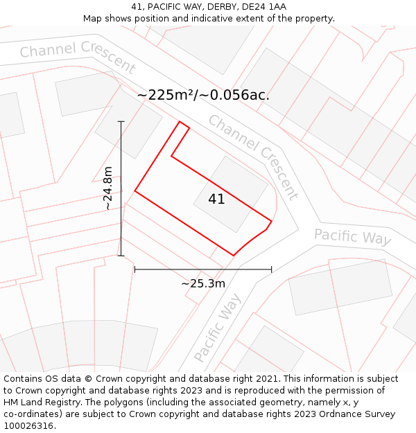 41, PACIFIC WAY, DERBY, DE24 1AA: Plot and title map