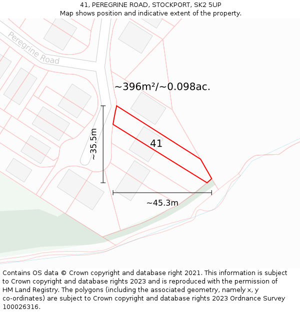 41, PEREGRINE ROAD, STOCKPORT, SK2 5UP: Plot and title map