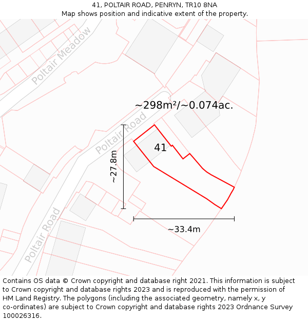 41, POLTAIR ROAD, PENRYN, TR10 8NA: Plot and title map