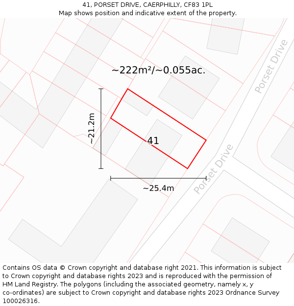 41, PORSET DRIVE, CAERPHILLY, CF83 1PL: Plot and title map