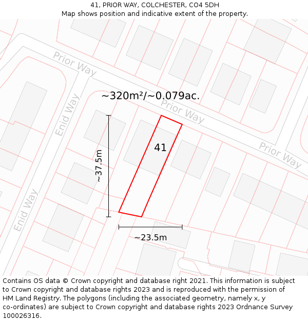 41, PRIOR WAY, COLCHESTER, CO4 5DH: Plot and title map