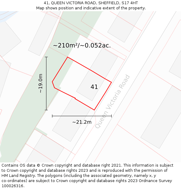 41, QUEEN VICTORIA ROAD, SHEFFIELD, S17 4HT: Plot and title map