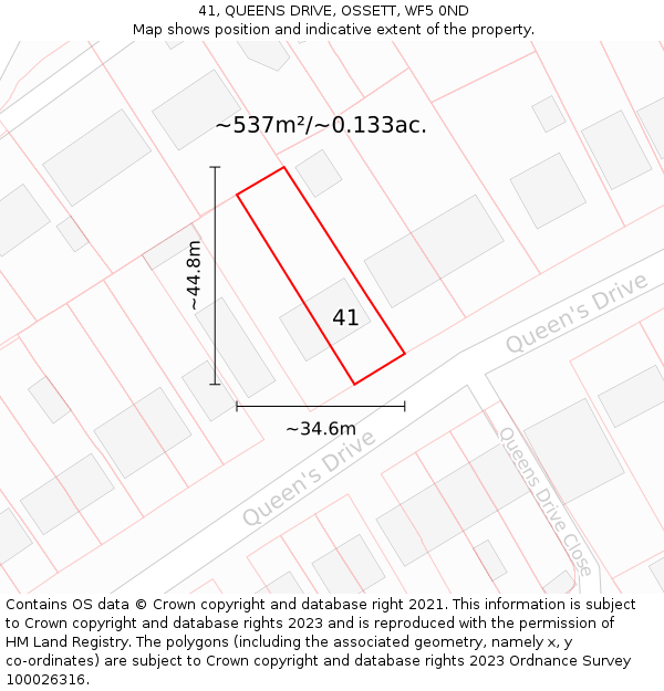 41, QUEENS DRIVE, OSSETT, WF5 0ND: Plot and title map