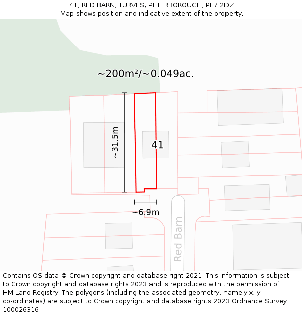 41, RED BARN, TURVES, PETERBOROUGH, PE7 2DZ: Plot and title map