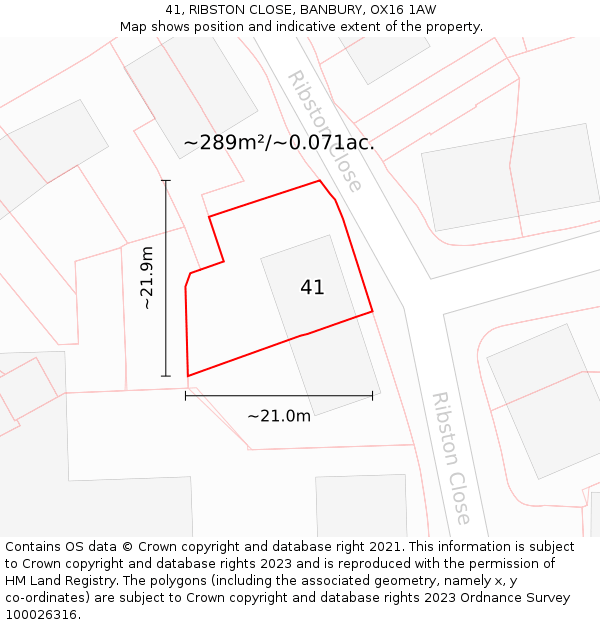 41, RIBSTON CLOSE, BANBURY, OX16 1AW: Plot and title map