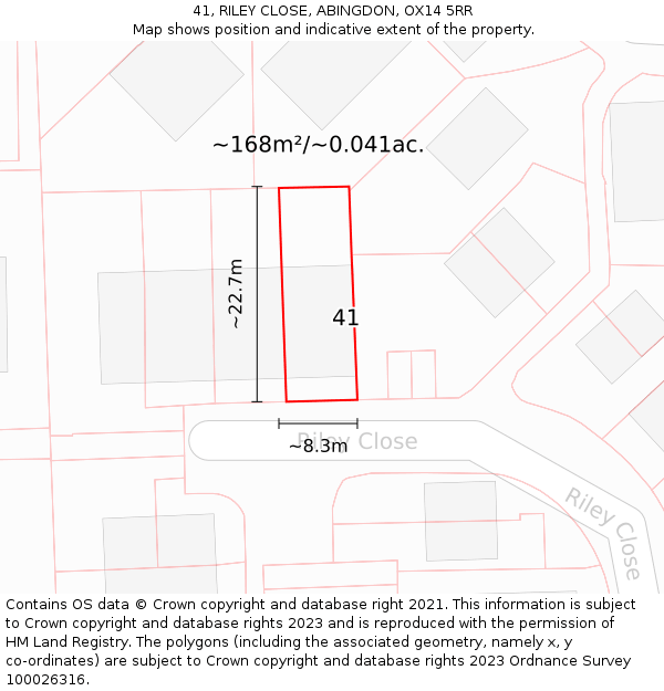 41, RILEY CLOSE, ABINGDON, OX14 5RR: Plot and title map