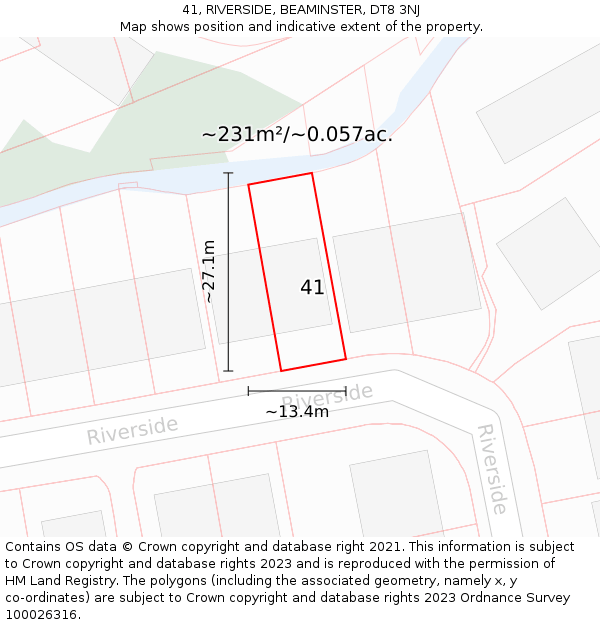 41, RIVERSIDE, BEAMINSTER, DT8 3NJ: Plot and title map