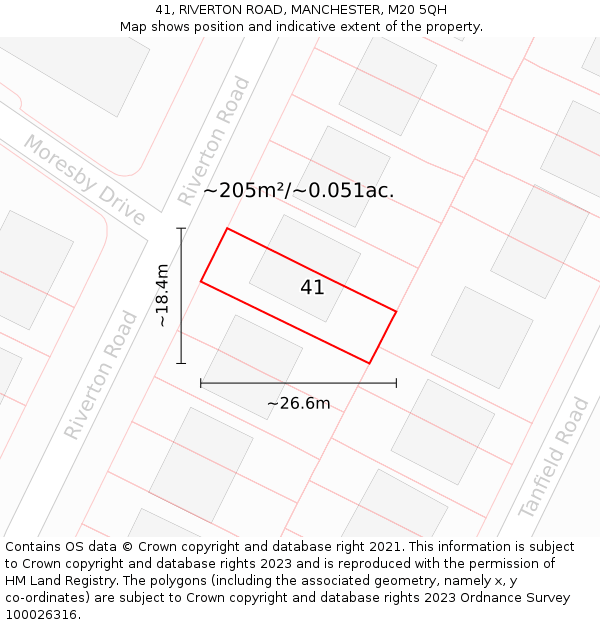 41, RIVERTON ROAD, MANCHESTER, M20 5QH: Plot and title map