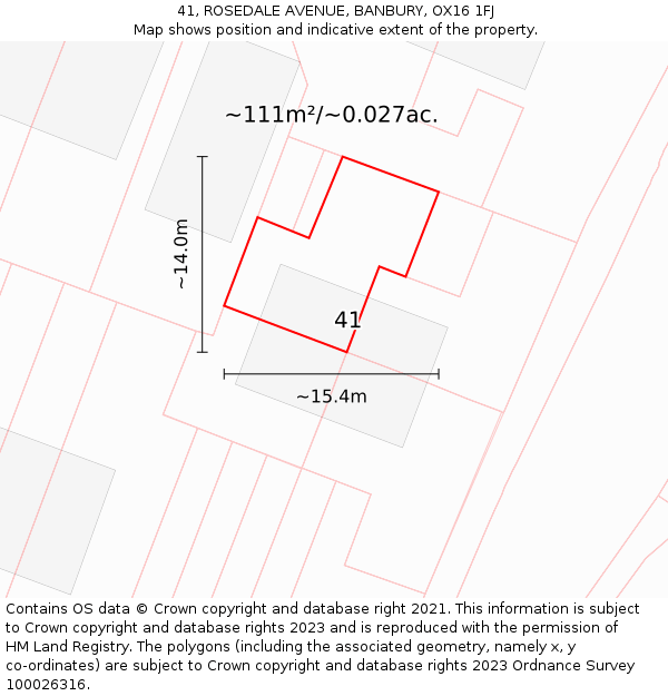 41, ROSEDALE AVENUE, BANBURY, OX16 1FJ: Plot and title map