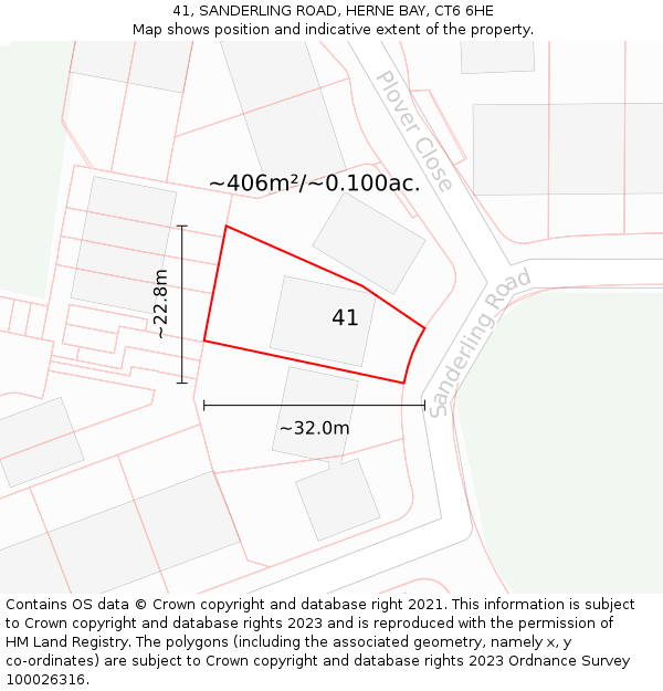 41, SANDERLING ROAD, HERNE BAY, CT6 6HE: Plot and title map