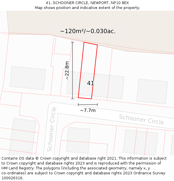 41, SCHOONER CIRCLE, NEWPORT, NP10 8EX: Plot and title map