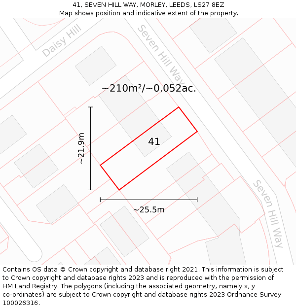 41, SEVEN HILL WAY, MORLEY, LEEDS, LS27 8EZ: Plot and title map