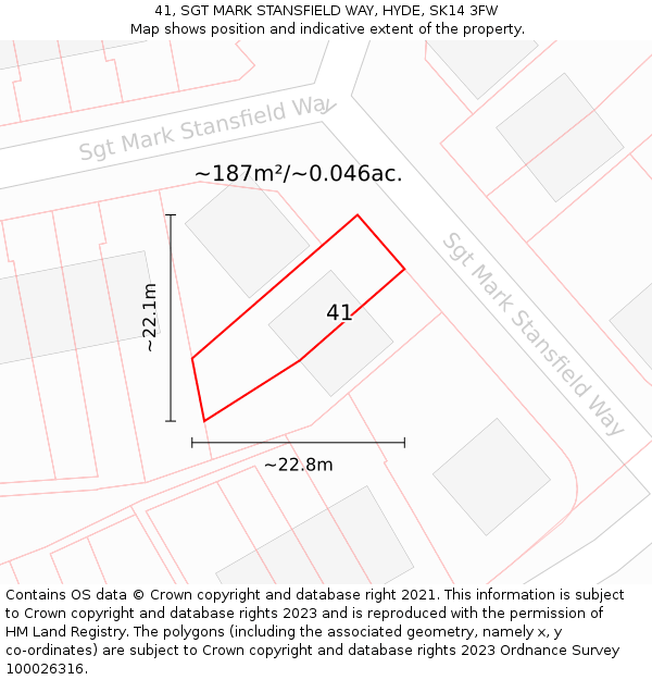 41, SGT MARK STANSFIELD WAY, HYDE, SK14 3FW: Plot and title map