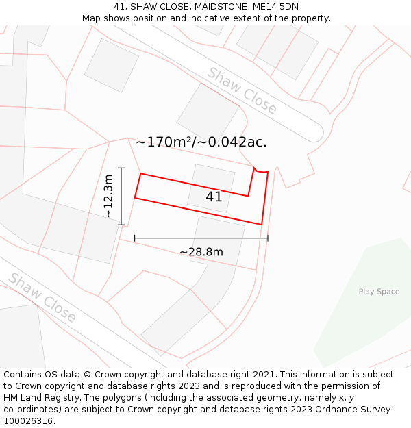 41, SHAW CLOSE, MAIDSTONE, ME14 5DN: Plot and title map