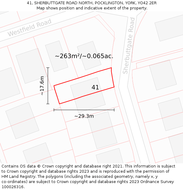 41, SHERBUTTGATE ROAD NORTH, POCKLINGTON, YORK, YO42 2ER: Plot and title map