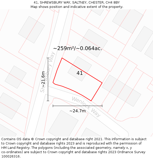41, SHREWSBURY WAY, SALTNEY, CHESTER, CH4 8BY: Plot and title map