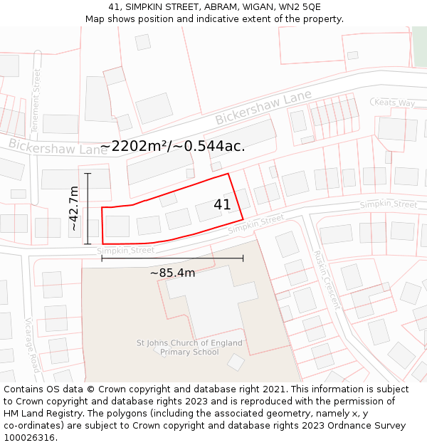 41, SIMPKIN STREET, ABRAM, WIGAN, WN2 5QE: Plot and title map