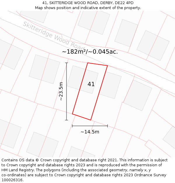 41, SKITTERIDGE WOOD ROAD, DERBY, DE22 4PD: Plot and title map